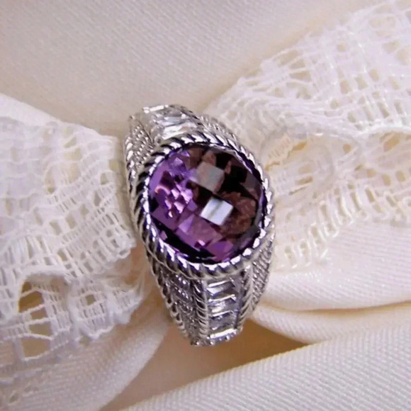 Judith Ripka Jewelry - NEW Judith Ripka Ring Sterling Silver 925 Faceted Purple Amethyst Silver 6.75mm
